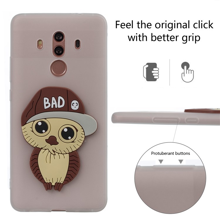 Cute 3D Male Owl TPU Soft Phone Cover for Huawei Mate 10 Pro - White-3