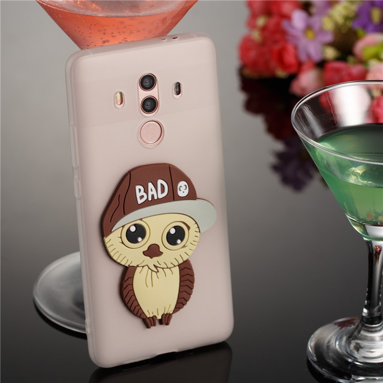Cute 3D Male Owl TPU Soft Phone Cover for Huawei Mate 10 Pro - White-4