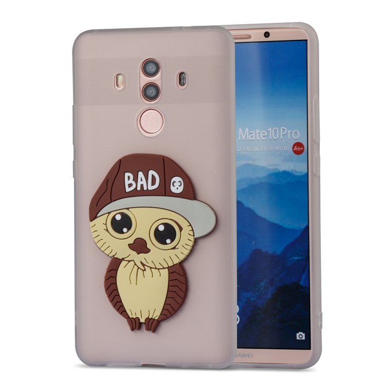 Cute 3D Male Owl TPU Soft Phone Cover for Huawei Mate 10 Pro - White-5
