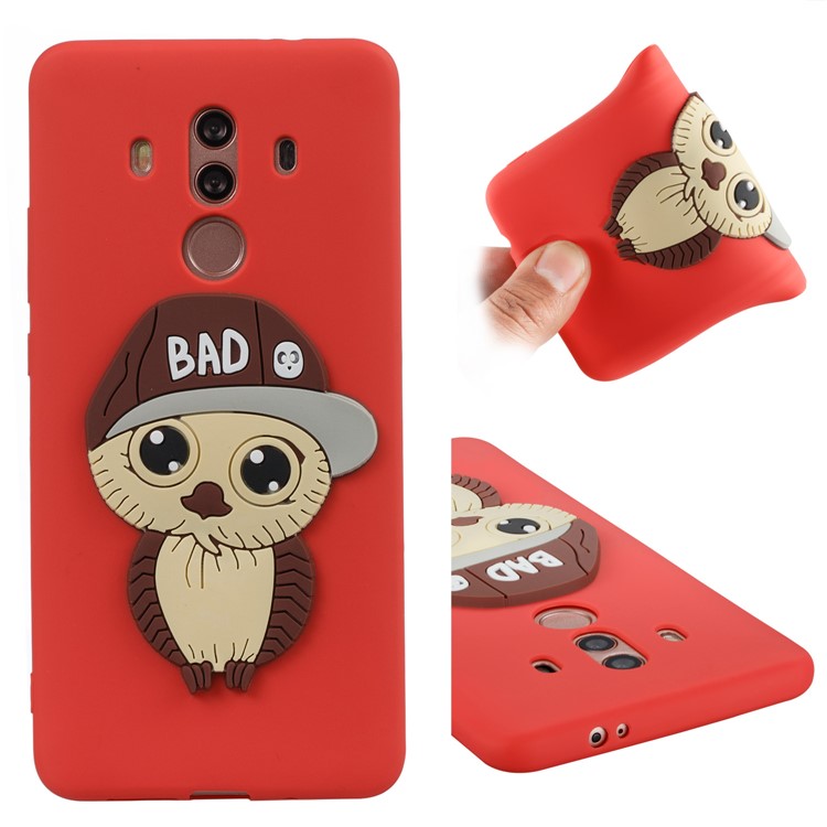 Cute 3D Male Owl TPU Soft Phone Shell for Huawei Mate 10 Pro - Red-1
