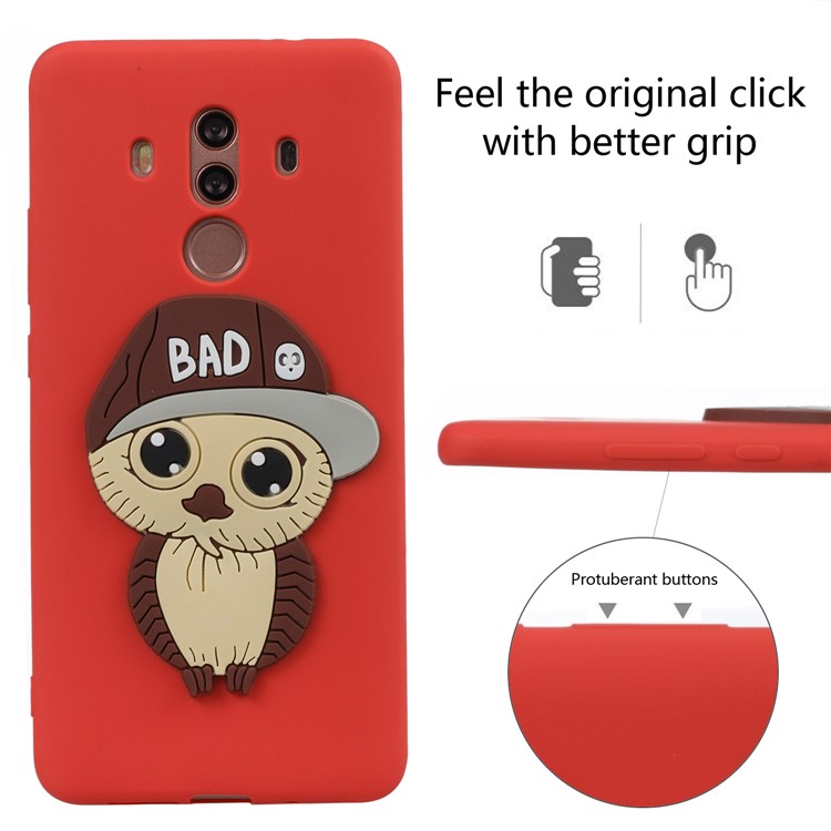 Cute 3D Male Owl TPU Soft Phone Shell for Huawei Mate 10 Pro - Red-3