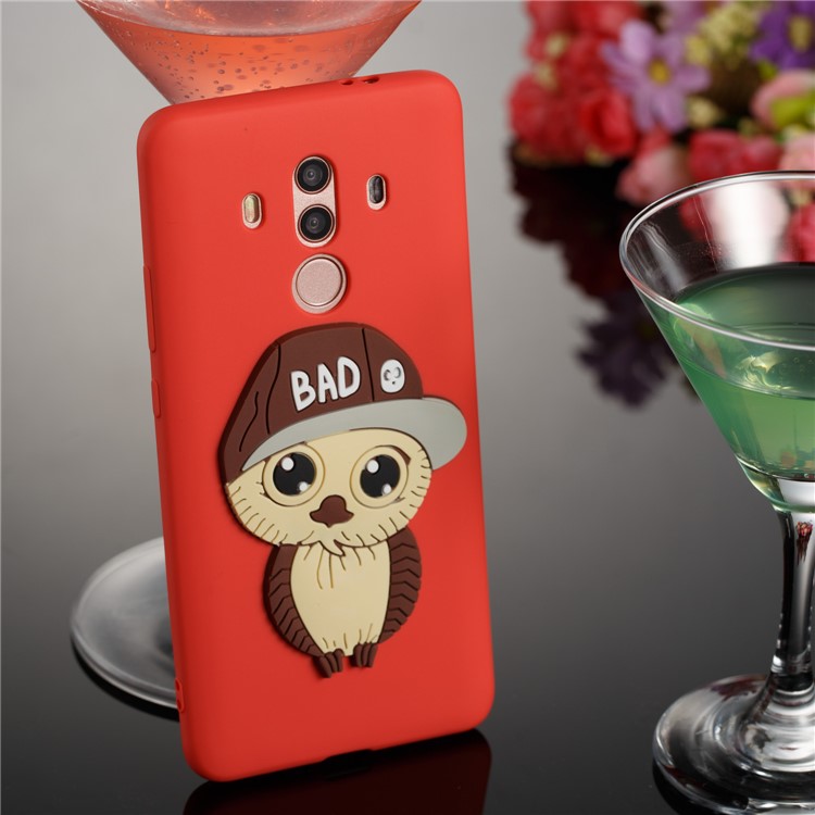 Cute 3D Male Owl TPU Soft Phone Shell for Huawei Mate 10 Pro - Red-4