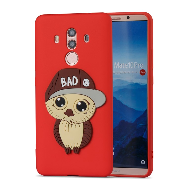 Cute 3D Male Owl TPU Soft Phone Shell for Huawei Mate 10 Pro - Red-5