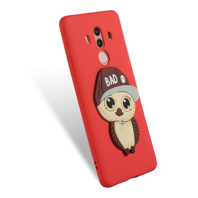 Cute 3D Male Owl TPU Soft Phone Shell for Huawei Mate 10 Pro - Red-6