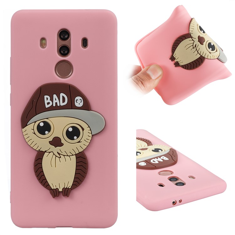 Cute 3D Male Owl TPU Soft Phone Casing for Huawei Mate 10 Pro - Pink-1