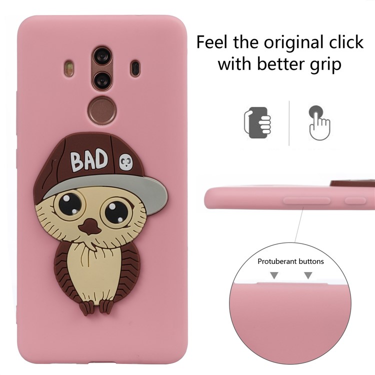 Cute 3D Male Owl TPU Soft Phone Casing for Huawei Mate 10 Pro - Pink-3