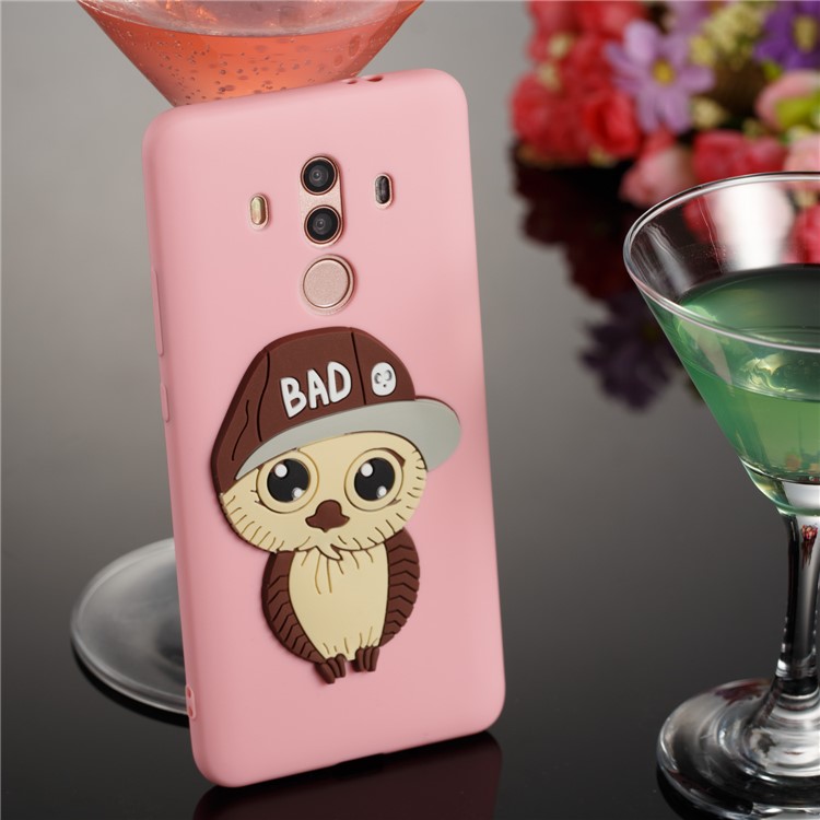 Cute 3D Male Owl TPU Soft Phone Casing for Huawei Mate 10 Pro - Pink-4