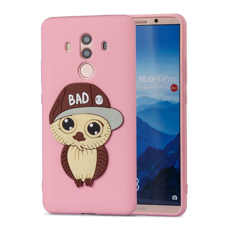 Cute 3D Male Owl TPU Soft Phone Casing for Huawei Mate 10 Pro - Pink-5
