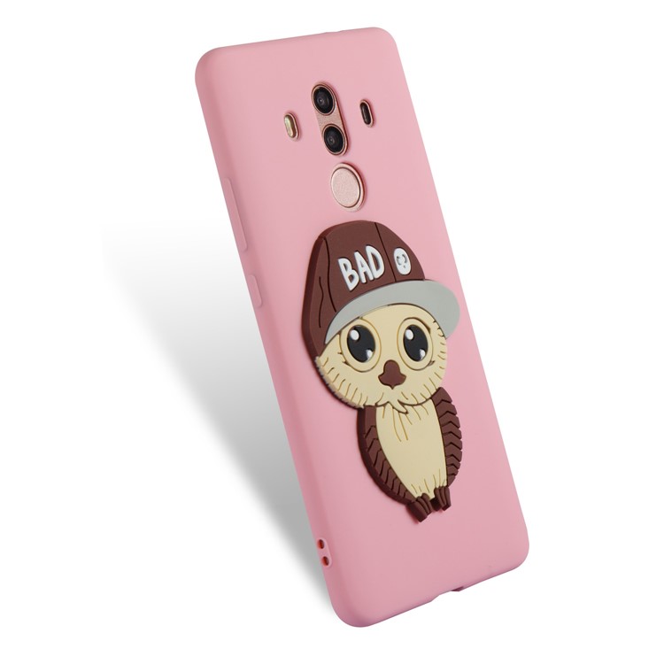 Cute 3D Male Owl TPU Soft Phone Casing for Huawei Mate 10 Pro - Pink-6