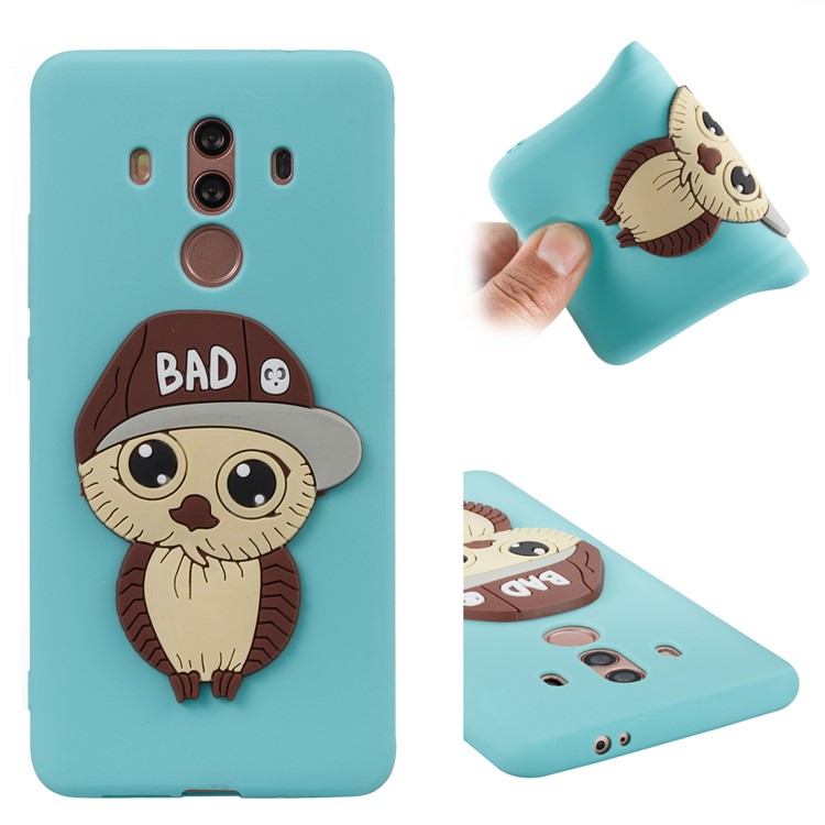 Cute 3D Male Owl TPU Soft Mobile Phone Case for Huawei Mate 10 Pro - Baby Blue-1