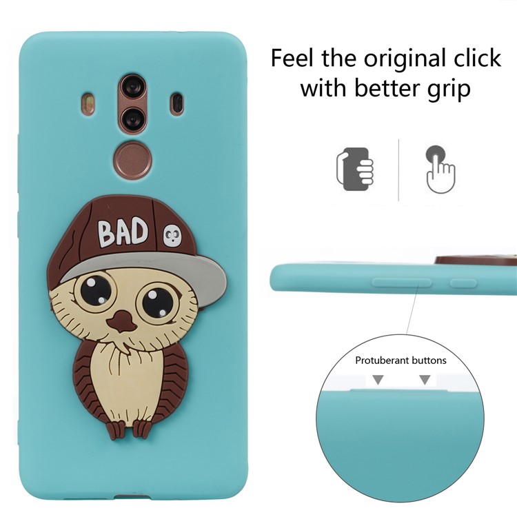 Cute 3D Male Owl TPU Soft Mobile Phone Case for Huawei Mate 10 Pro - Baby Blue-3