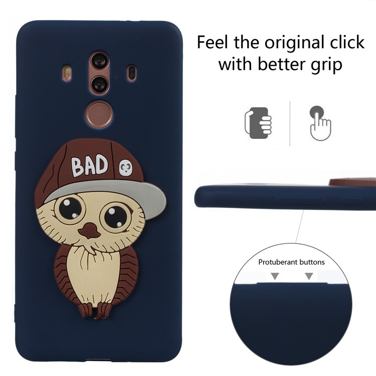 Cute 3D Male Owl TPU Soft Cell Phone Case for Huawei Mate 10 Pro - Dark Blue-3