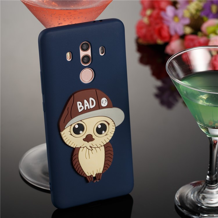 Cute 3D Male Owl TPU Soft Cell Phone Case for Huawei Mate 10 Pro - Dark Blue-4