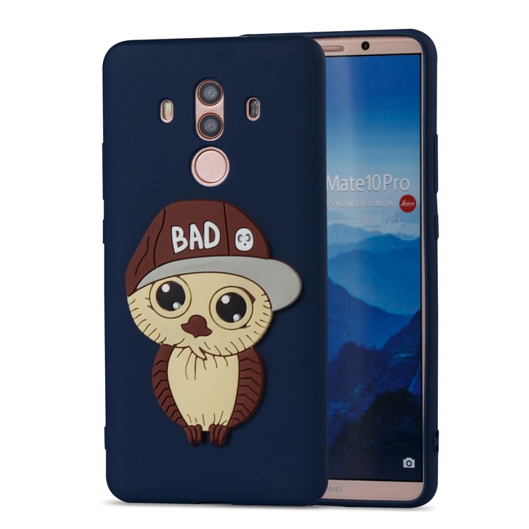 Cute 3D Male Owl TPU Soft Cell Phone Case for Huawei Mate 10 Pro - Dark Blue-5
