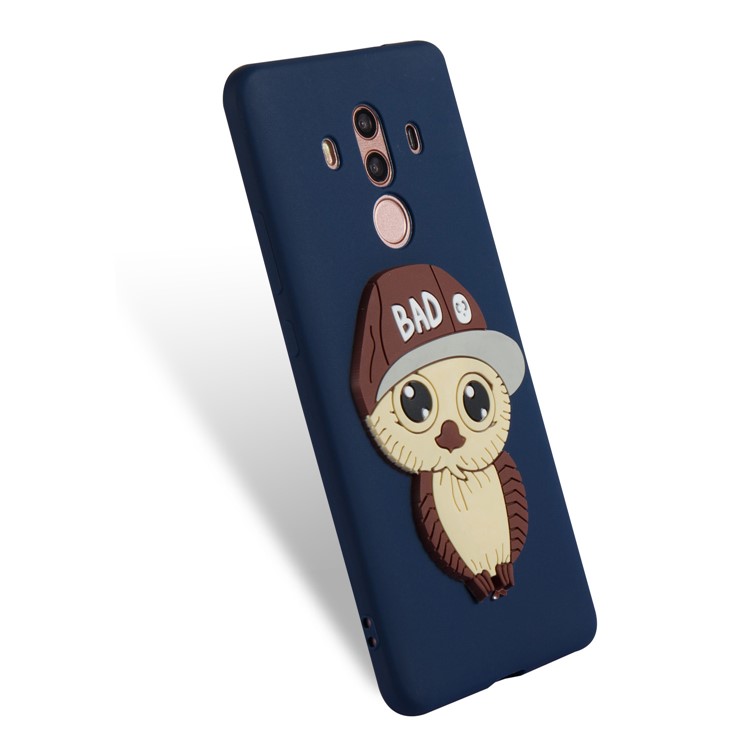 Cute 3D Male Owl TPU Soft Cell Phone Case for Huawei Mate 10 Pro - Dark Blue-6