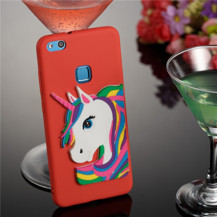 Cute 3D Unicorns TPU Soft Phone Shell for Huawei Mate 10 Pro - Red-4