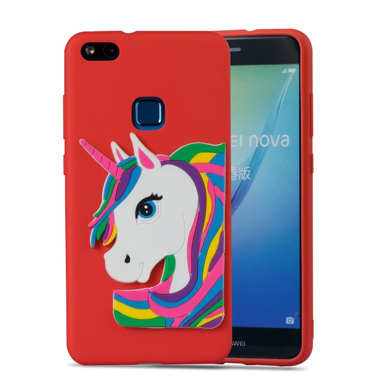 Cute 3D Unicorns TPU Soft Phone Shell for Huawei Mate 10 Pro - Red-5