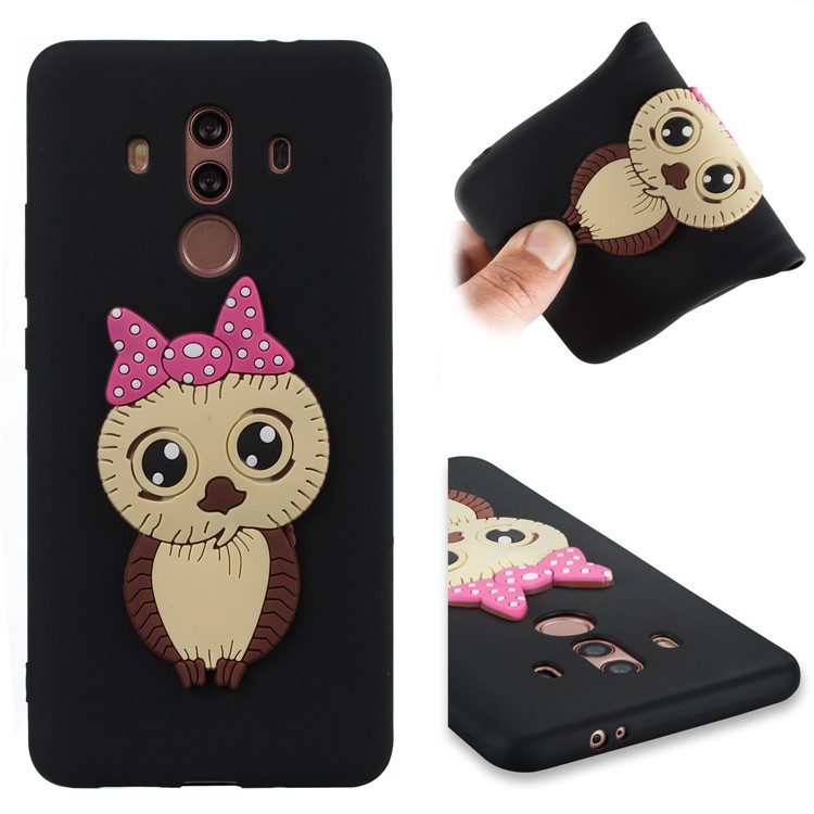 Lovely Female Owl Pattern TPU Cell Phone Case for Huawei Mate 10 Pro - Black-1