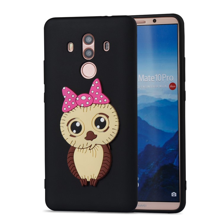 Lovely Female Owl Pattern TPU Cell Phone Case for Huawei Mate 10 Pro - Black-5