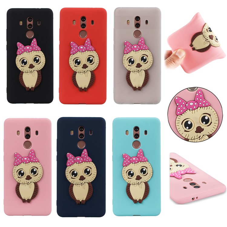 Lovely Female Owl Pattern TPU Cell Phone Case for Huawei Mate 10 Pro - Black-7