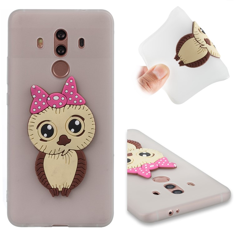 Lovely Female Owl Pattern TPU Mobile Phone Cover for Huawei Mate 10 Pro - White-1