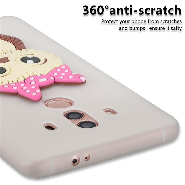 Lovely Female Owl Pattern TPU Mobile Phone Cover for Huawei Mate 10 Pro - White-2