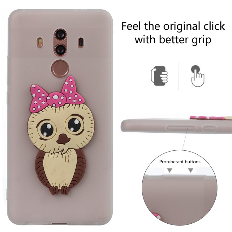 Lovely Female Owl Pattern TPU Mobile Phone Cover for Huawei Mate 10 Pro - White-3