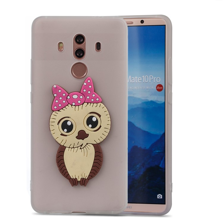 Lovely Female Owl Pattern TPU Mobile Phone Cover for Huawei Mate 10 Pro - White-4