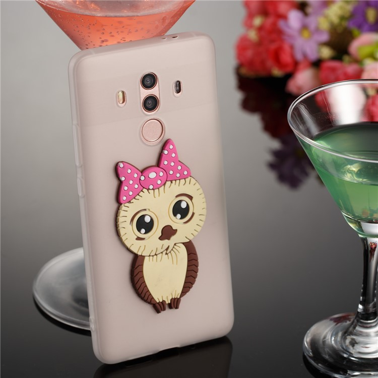 Lovely Female Owl Pattern TPU Mobile Phone Cover for Huawei Mate 10 Pro - White-5