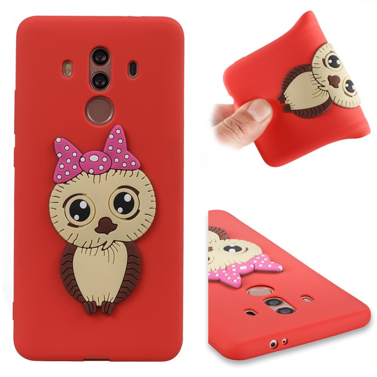Lovely Female Owl Pattern TPU Protection Cover Shell for Huawei Mate 10 Pro - Red-1