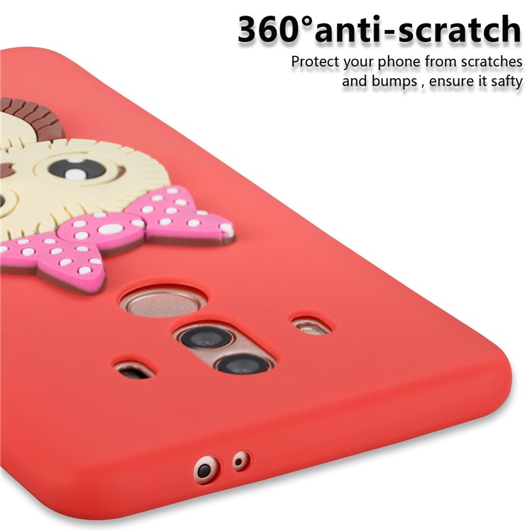 Lovely Female Owl Pattern TPU Protection Cover Shell for Huawei Mate 10 Pro - Red-2