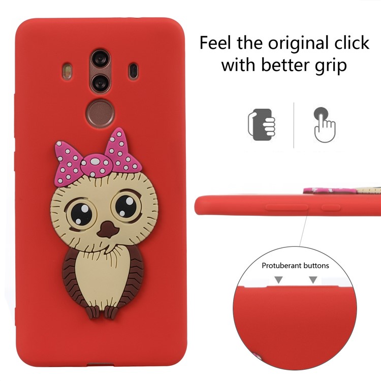 Lovely Female Owl Pattern TPU Protection Cover Shell for Huawei Mate 10 Pro - Red-3