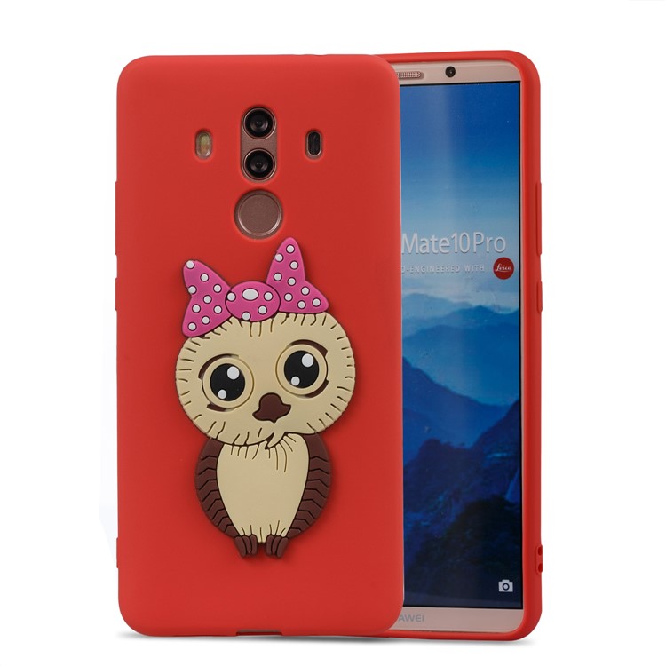 Lovely Female Owl Pattern TPU Protection Cover Shell for Huawei Mate 10 Pro - Red-4