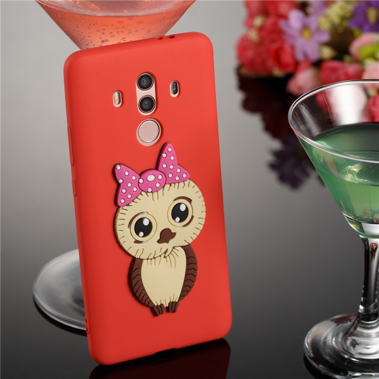 Lovely Female Owl Pattern TPU Protection Cover Shell for Huawei Mate 10 Pro - Red-5