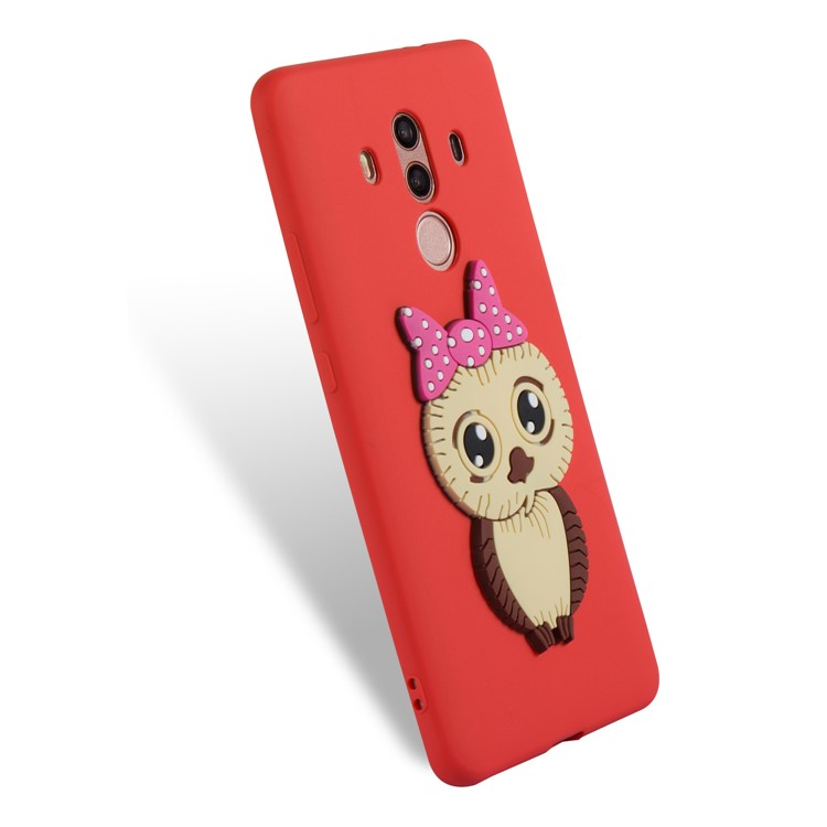 Lovely Female Owl Pattern TPU Protection Cover Shell for Huawei Mate 10 Pro - Red-6