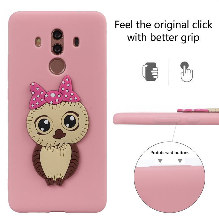 Lovely Female Owl Pattern TPU Phone Casing for Huawei Mate 10 Pro - Pink-3