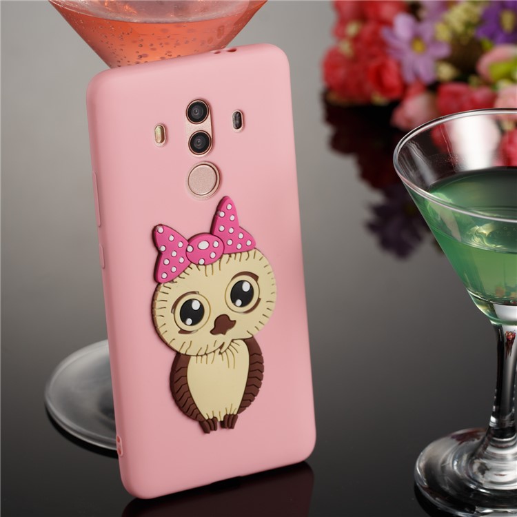 Lovely Female Owl Pattern TPU Phone Casing for Huawei Mate 10 Pro - Pink-4