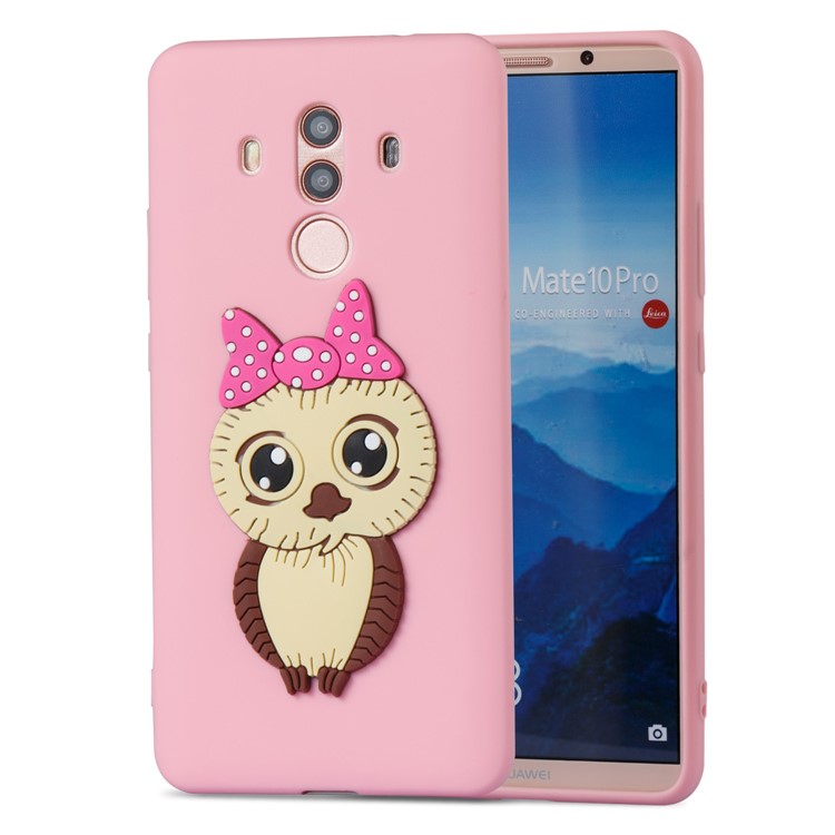 Lovely Female Owl Pattern TPU Phone Casing for Huawei Mate 10 Pro - Pink-5