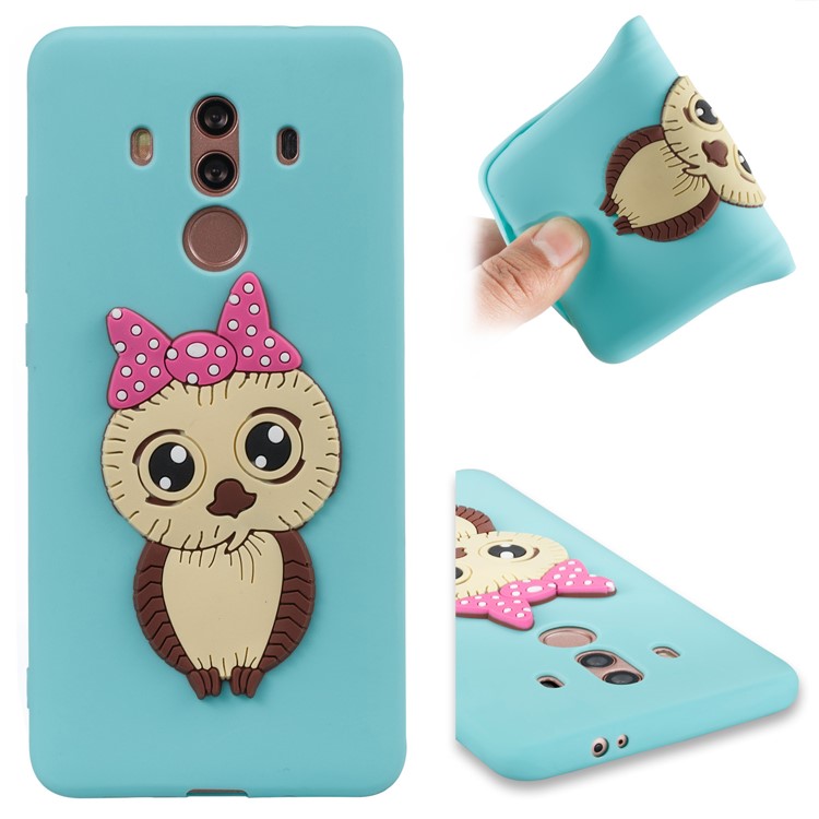 Lovely Female Owl Pattern TPU Phone Case Accessory for Huawei Mate 10 Pro - Baby Blue-1