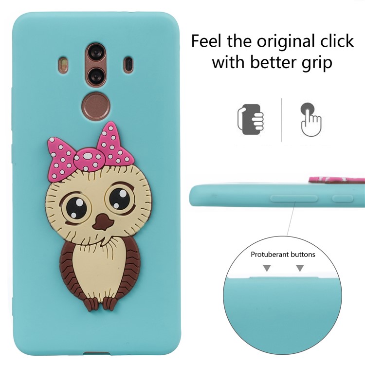 Lovely Female Owl Pattern TPU Phone Case Accessory for Huawei Mate 10 Pro - Baby Blue-3