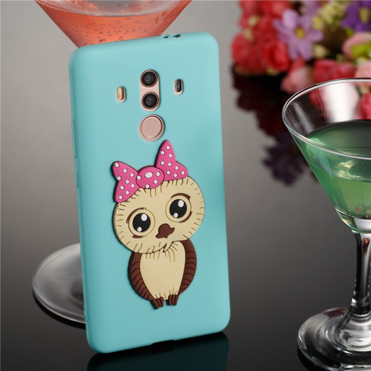 Lovely Female Owl Pattern TPU Phone Case Accessory for Huawei Mate 10 Pro - Baby Blue-4