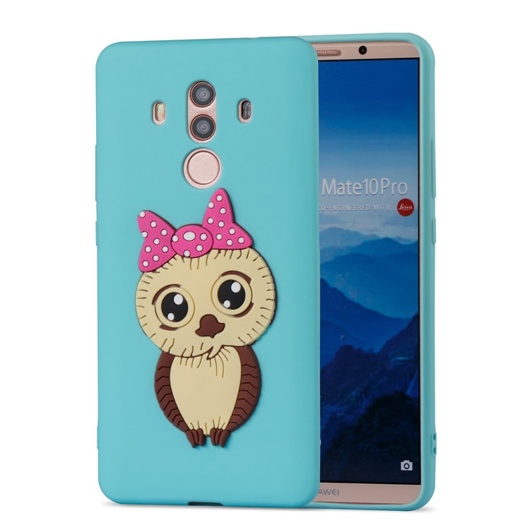Lovely Female Owl Pattern TPU Phone Case Accessory for Huawei Mate 10 Pro - Baby Blue-5