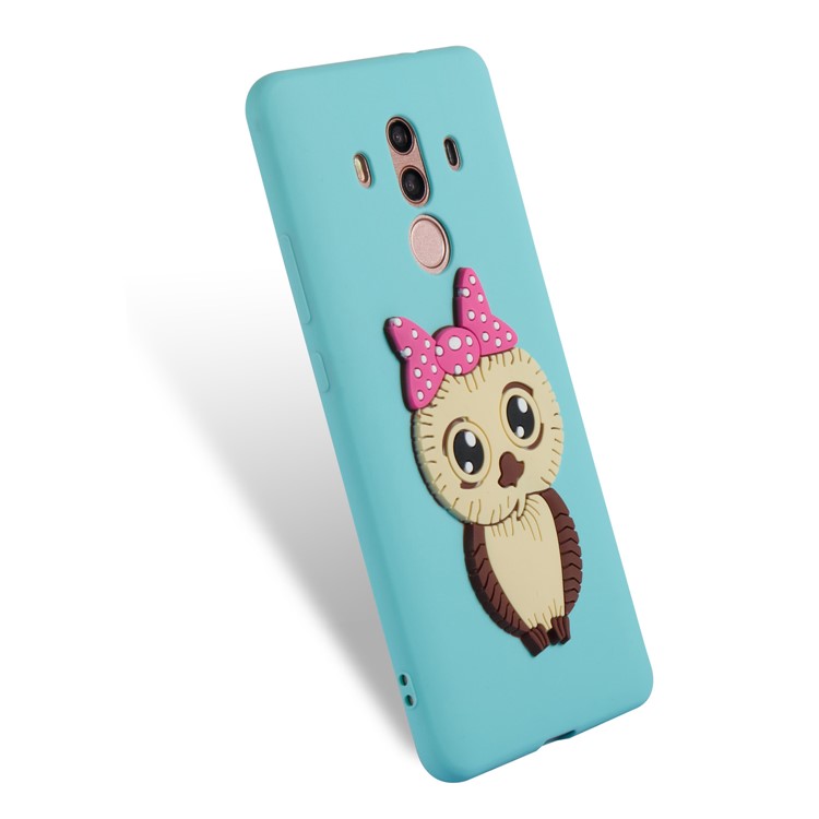 Lovely Female Owl Pattern TPU Phone Case Accessory for Huawei Mate 10 Pro - Baby Blue-6