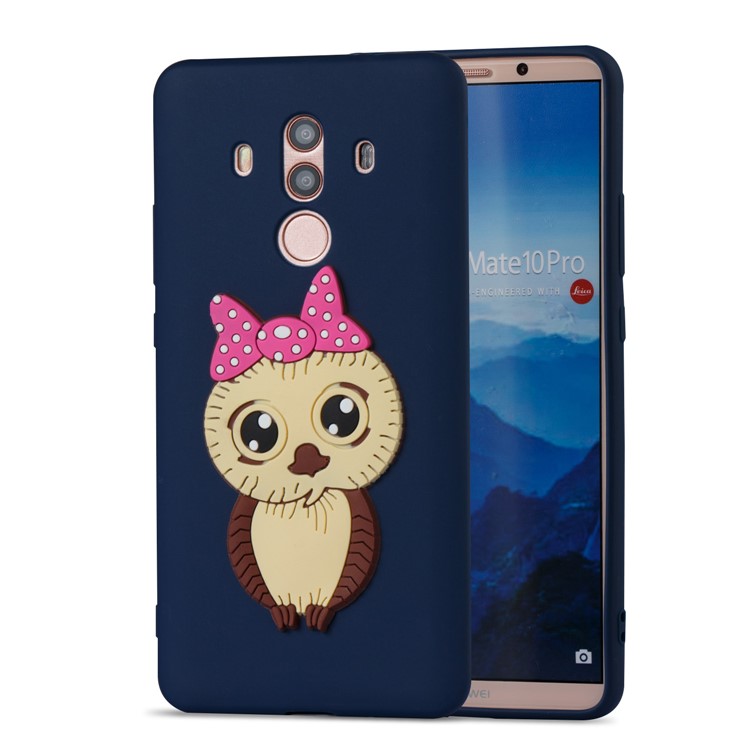 Lovely Female Owl Pattern TPU Phone Cover for Huawei Mate 10 Pro - Dark Blue-5