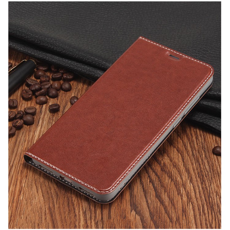 Business Style PU Leather Stand Case for Huawei Honor V10 / Honor View 10 - Brown-1