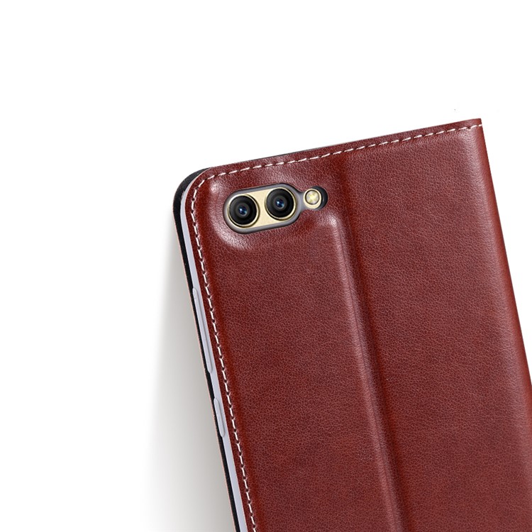 Business Style PU Leather Stand Case for Huawei Honor V10 / Honor View 10 - Brown-3
