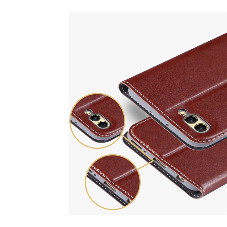 Business Style PU Leather Stand Case for Huawei Honor V10 / Honor View 10 - Brown-6