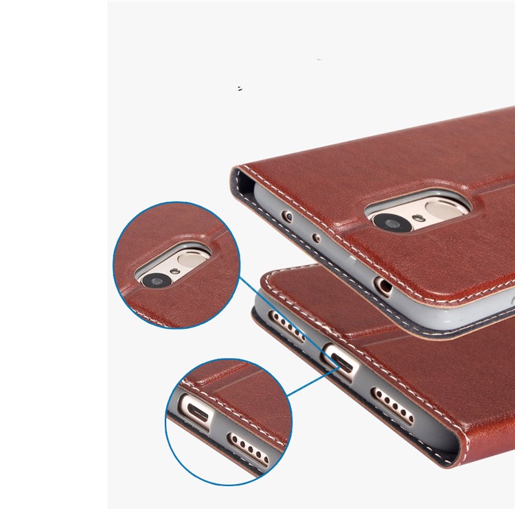 Business Style PU Leather Stand Case for Huawei Honor V10 / Honor View 10 - Brown-8