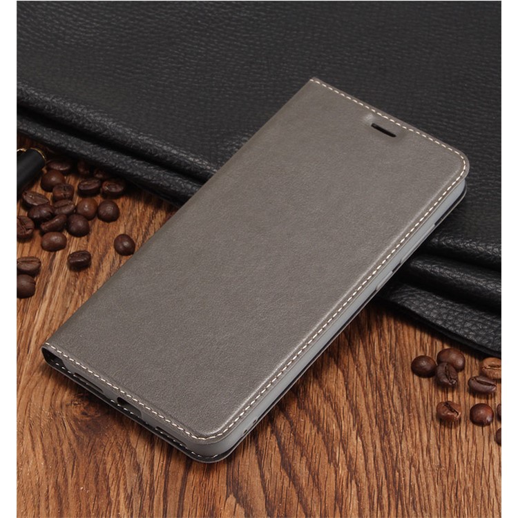 Business Style PU Leather Stand Shell for Huawei Honor V10 / Honor View 10 - Grey-1