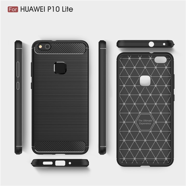 50PCS/Lot Carbon Fibre Brushed TPU Case for Huawei P10 Lite - Black-8